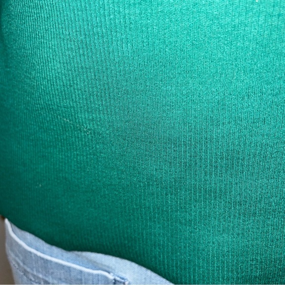 Nation Tee Short Sleeve Puff Sleeve Crew Neck Blouse Pima Cotton Green Medium - Picture 4 of 7